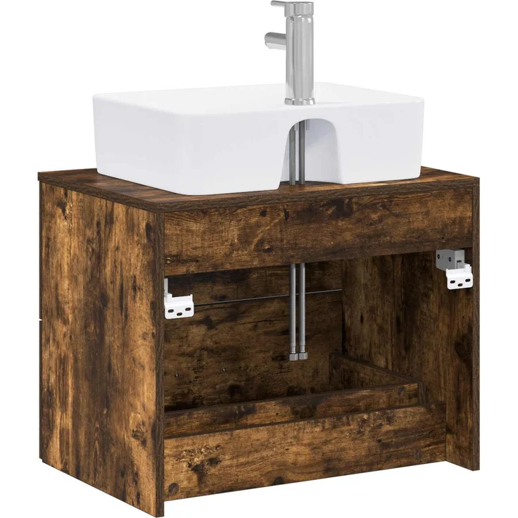 vidaXL Wandmontierter Waschbeckenunterschrank Geräucherte Eiche 3404386 – Bild 7