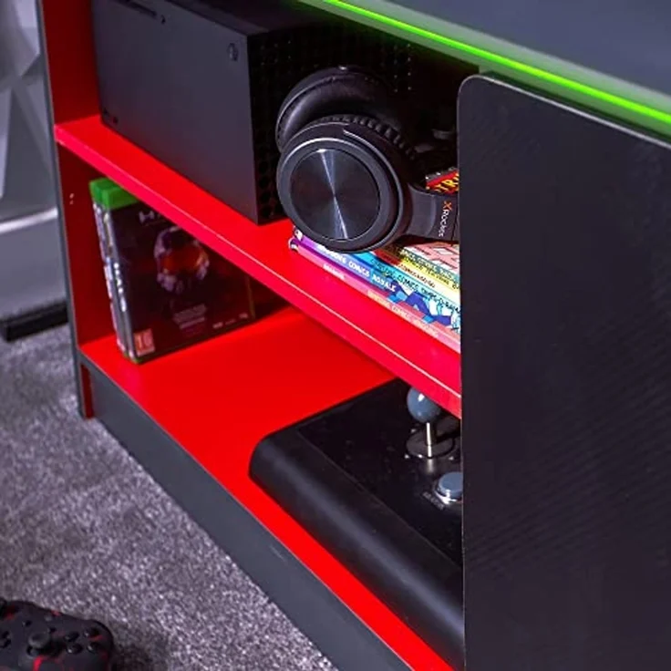 X Rocker Carbon-Tek Gaming TV-Board mit LED-Beleuchtung - grau/rot – Bild 5