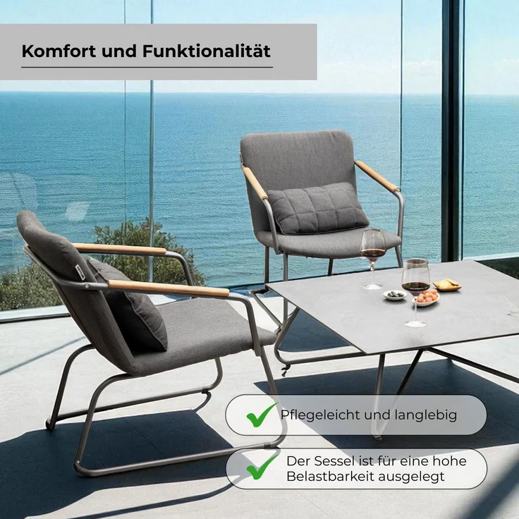 Kettler 2er Set GENTLE Lounge Sessel 0107608-7770 Anthrazit – Bild 4