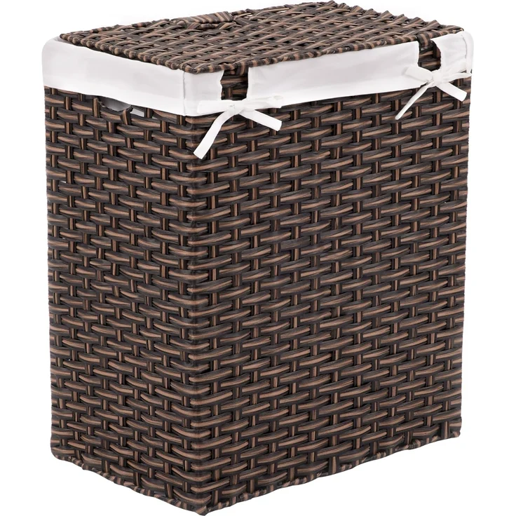 Seville Classics Premium handgewebter tragbarer Wäschekorb mit integrierten Griffen Haushaltsaufbewahrung für Kleidung, Bettwäsche, Laken, Canvas Harz, mokkabraun, Rectangular Hamper – Bild 4