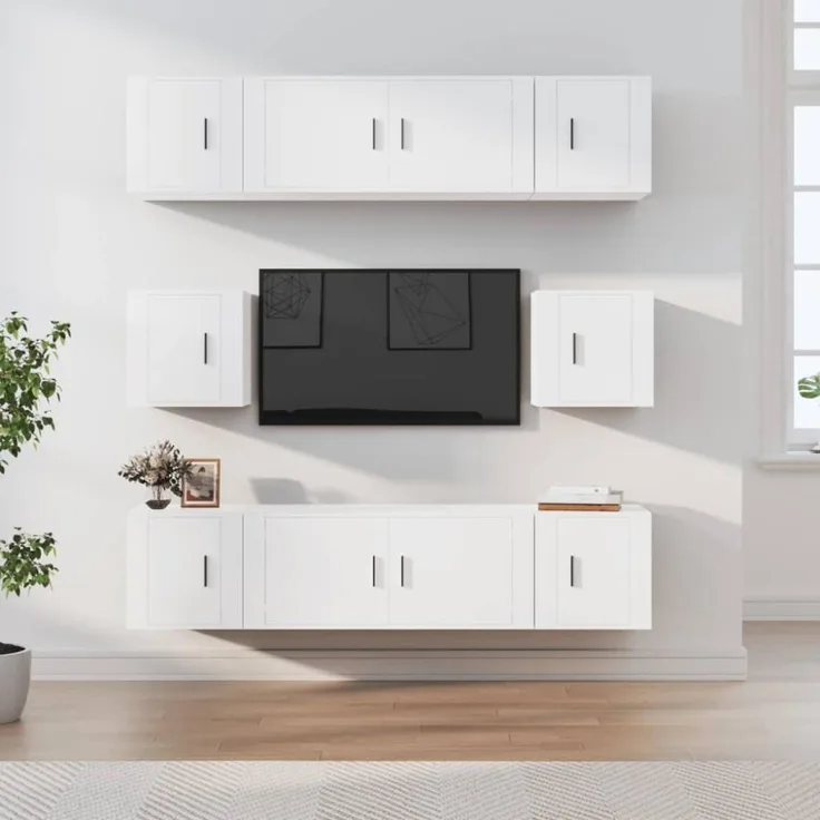vidaXL 8-tlg. TV-Schrank-Set Weiß Holzwerkstoff 3188670