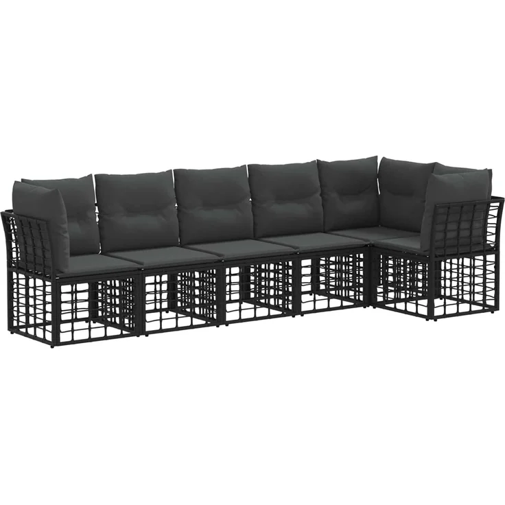 vidaXL Gartensofa-set 6 Stk. Schwarz Poly-Rattan 3437471 – Bild 2