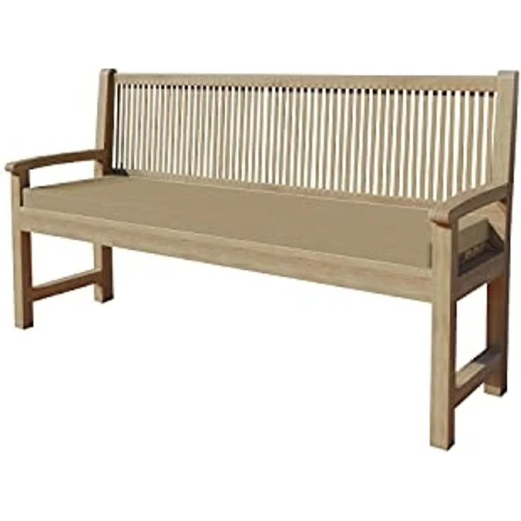 chilly pilley Bankkissen Bankauflage Polsterauflage Reißverschluss mit Schlaufen Kissen für Gartenbank Gartenbankauflage für Gartenmöbel Sitzkissen & Rückenkissen Outdoor (120 x 40 x 5 cm, Beige) – Bild 1