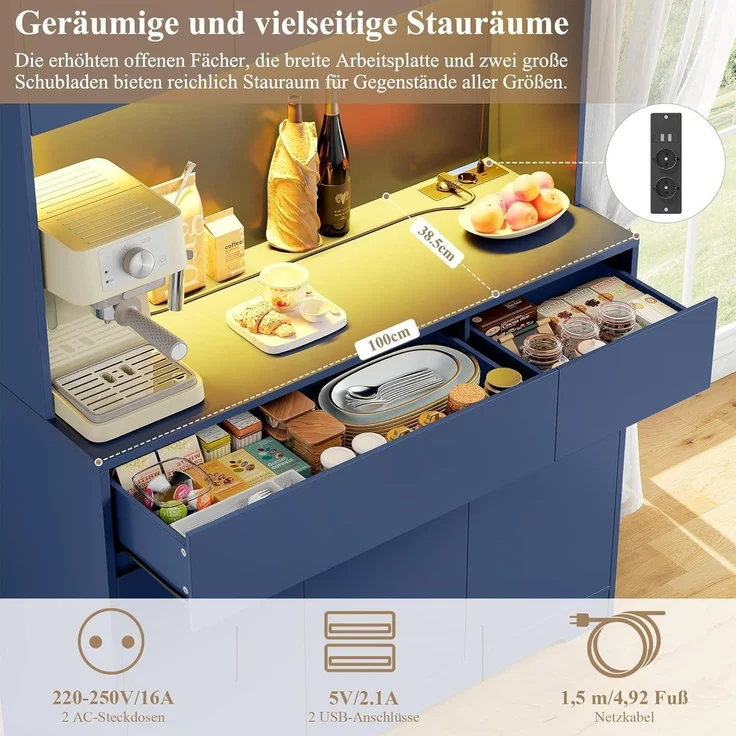 Küchenschrank Buffetschrank Sideboard mit LED und – Bild 6