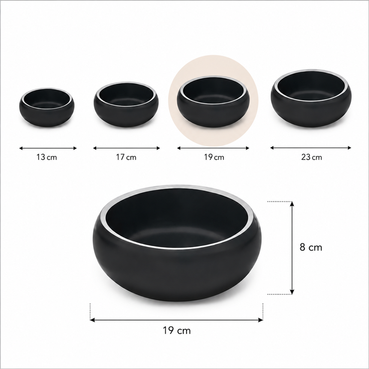 belviona Hundenapf Edelstahl, Futternapf & Wassernapf mit rutschfester Unterseite, robust & hygienisch, 19 cm Durchmesser, 1070 ml, schwarz – Bild 4