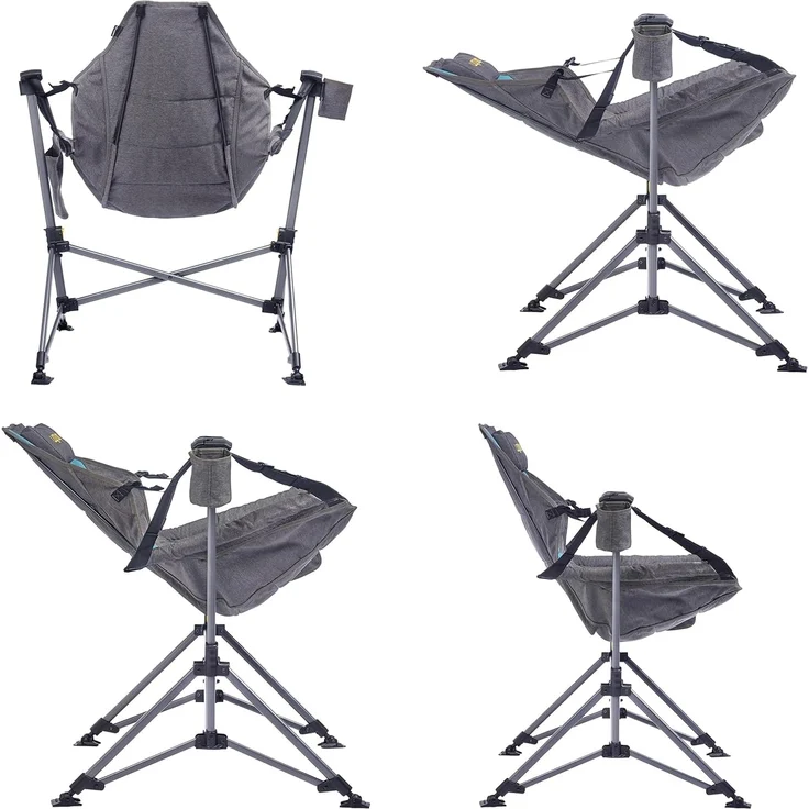 Uquip Campingstuhl Rocky 2.0 Strandstuhl Schaukelstuhl Hänge Sessel Klappstuhl Petrol/Grey – Bild 4