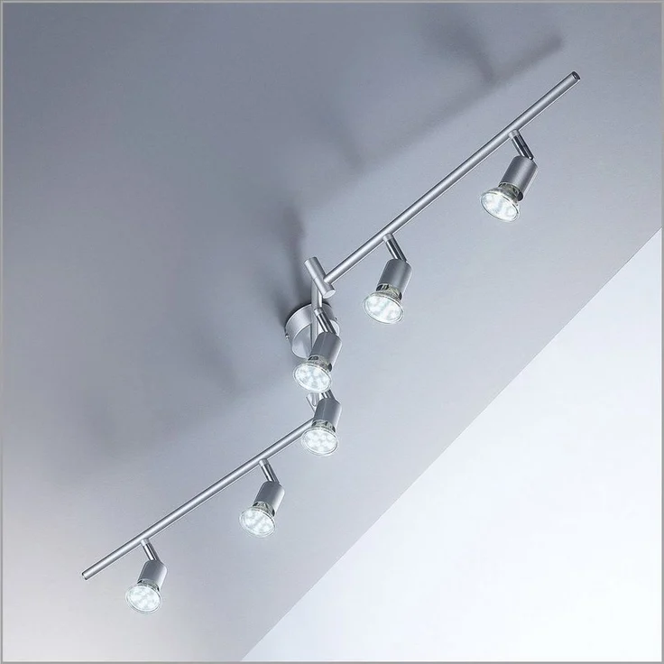 B. K. Licht - LED Deckenlampe schwenkbar, warmweiße Lichtfarbe, GU10 Fassung, LED Deckenleuchte, LED Lampe, Wohnzimmerlampe, Schlafzimmerlampe, Küchenlampe, Deckenstrahler, 120,4x12 cm, Titanfarbig – Bild 1