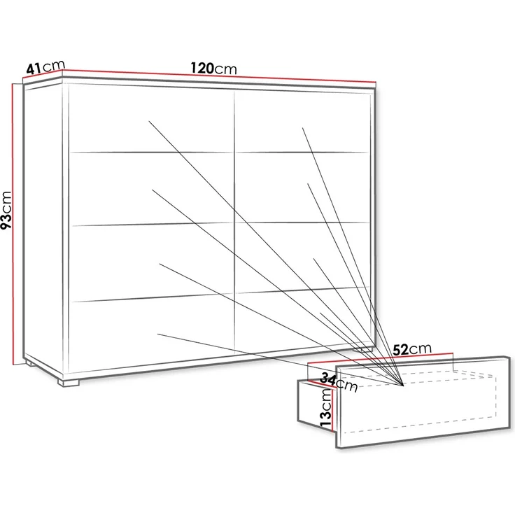 Kommode Gesita K8SZ, Holz, Cashmere, 120 x 93 x 41 cm – Bild 5