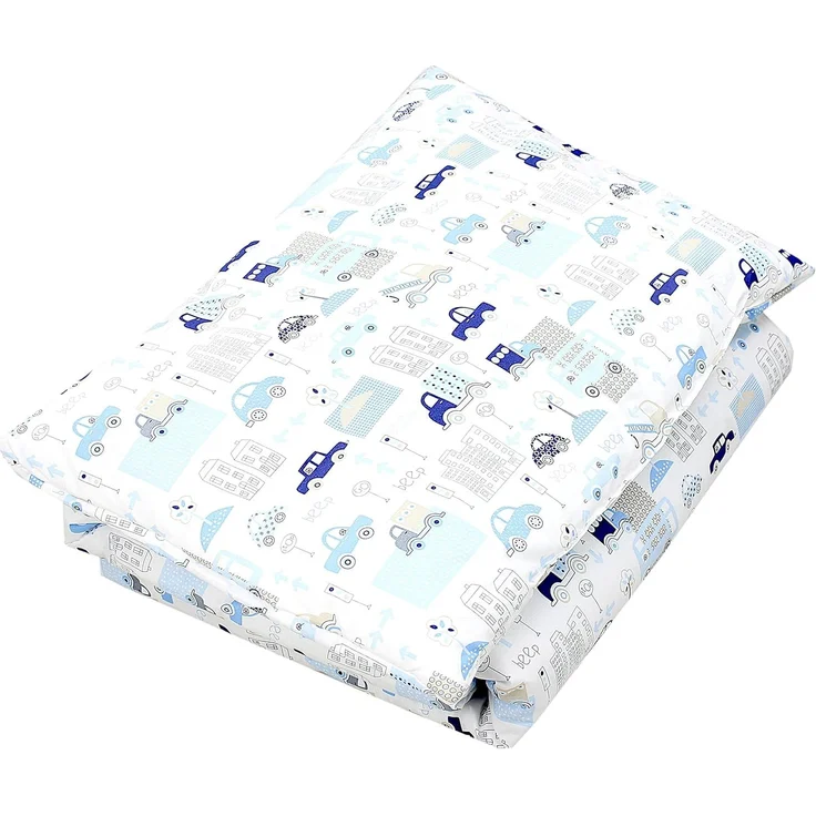 TupTam Kinderbettdecke-Set, Ganzjahresdecke, 2tlg., 1x Bettdecke, 1x Flachkissen, Autos Blau, 135x100 cm – Bild 1
