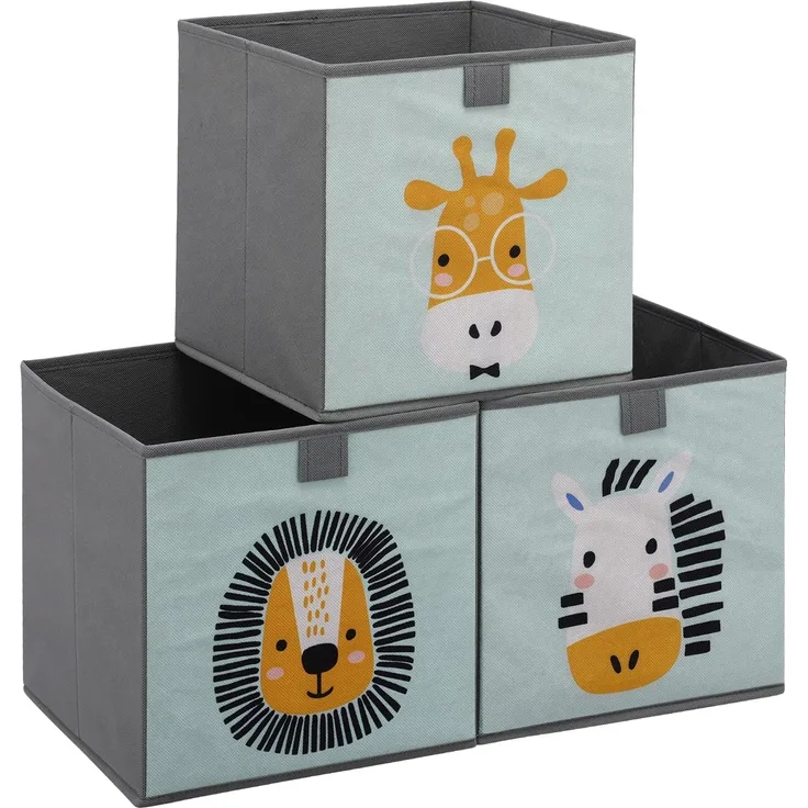 Navaris Auflagenbox Kinder Aufbewahrungsbox 3er Set Aufbewahrung 28x28x28cm Spielzeugkiste, 3x Spielzeug Box faltbar für Kinderzimmer Kisten mit Griff Toy Box Set