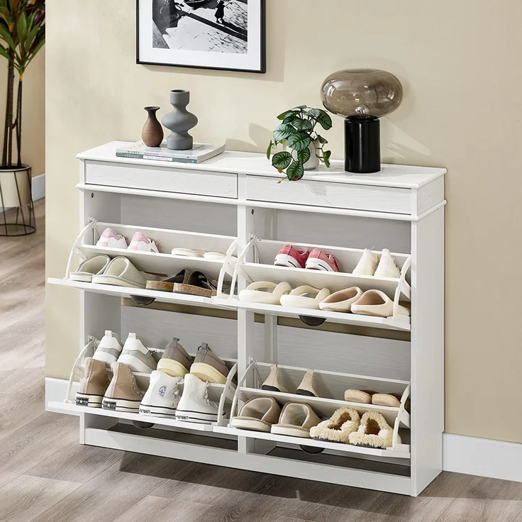 SoBuy FSR79-WG Schuhschrank, Spanplatte, Lackiert, Weiß, 105 x 83 x 24 cm – Bild 6