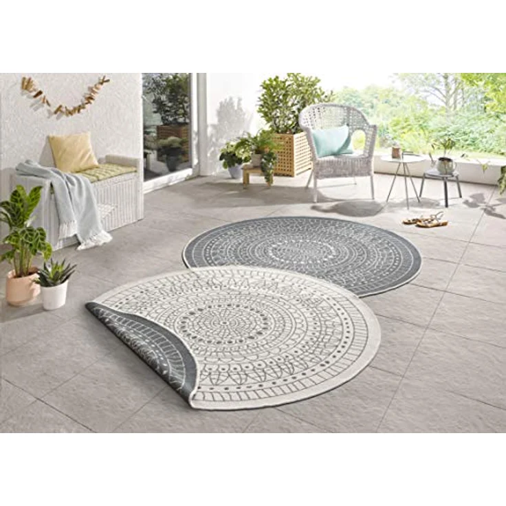 HANSE Home Teppich Porto Wendeteppich, rund, Höhe: 5 mm, In-& Outdoor, Wetterfest, Balkon, Garten, Wohnzimmer, Wasserfest – Bild 2
