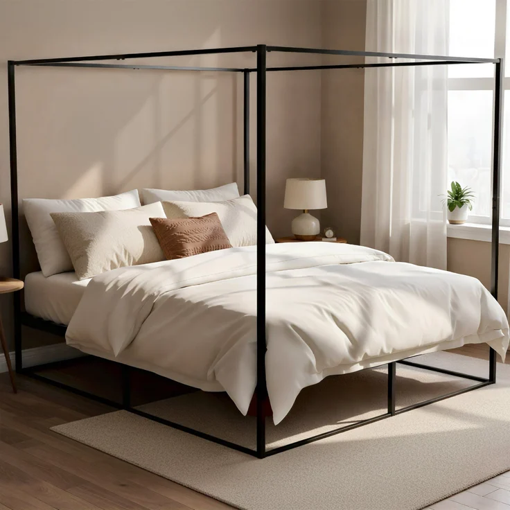 CLP Himmelbett Batoni Rahmen und Lattenrost aus Metall,200 x 200 cm – Bild 1