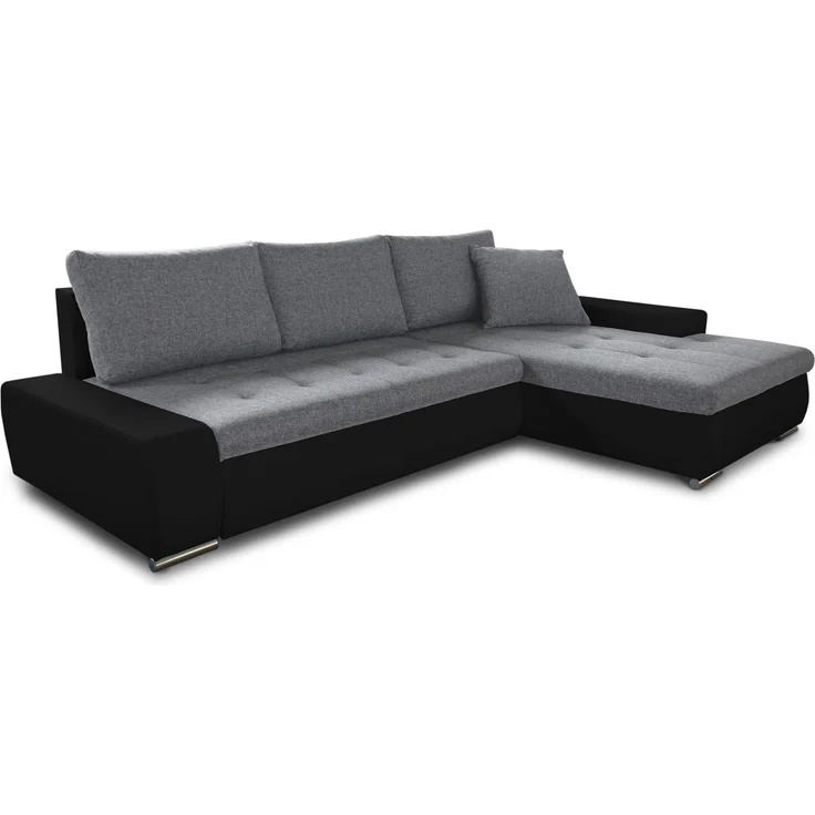Ecksofa mit Schlaffunktion Faris - Couch mit Bettkasten, Big Sofa, Sofagarnitur, Couchgarniitur, Polsterecke (Schwarz + Grau (Madryt 1100 + Inari 91), Ecksofa Rechts) – Bild 2