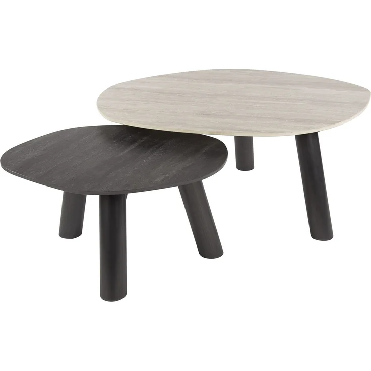 Wint Couchtisch-Set – Keramik, Edelstahl – Hellgrau & Dunkelgrau, Log – Bild 1