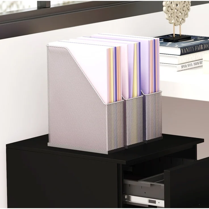 Aktenschrank aus Stahl, abschließbar mit 3 Schubladen & Rollen, 37x43,5x60 cm, Schwarz – Bild 6