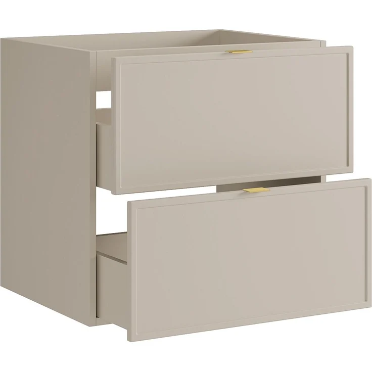 Vente-unique - Hängender Waschtischunterschrank mit Metallgriffen – Farbe Beige – B60 cm – ONDIL – Bild 5