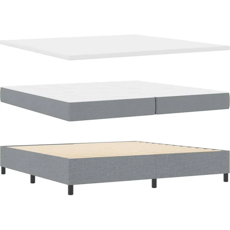 vidaXL Boxspringbett mit Matratze mit LED Hellgrau 200 x 200 cm Stoff 3342816 – Bild 7