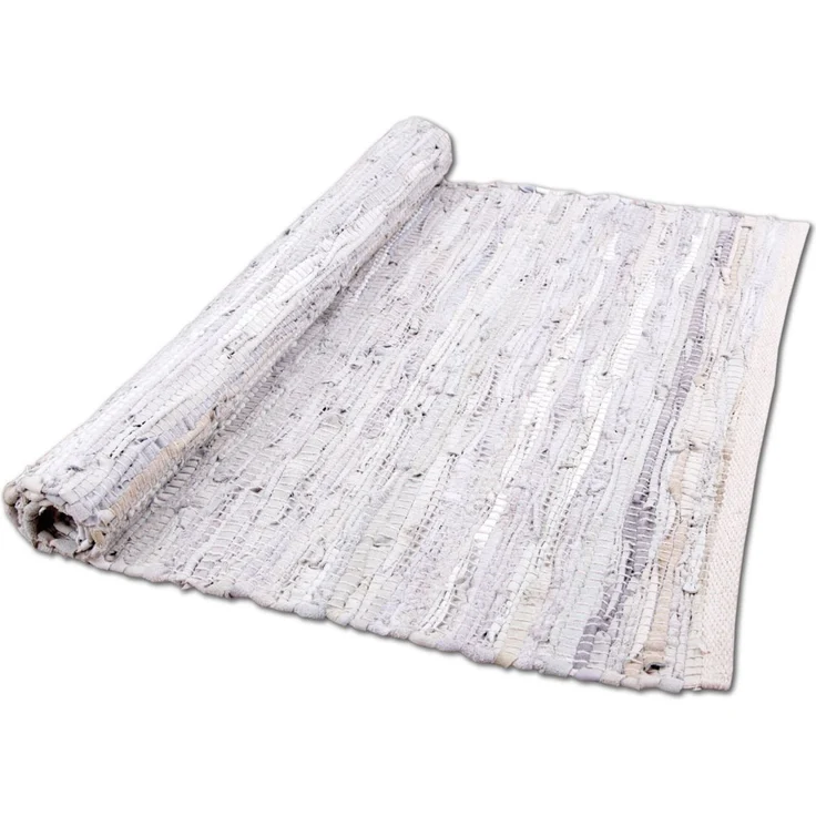 Flickenteppiche Leder 70x180cm weiß – Bild 4