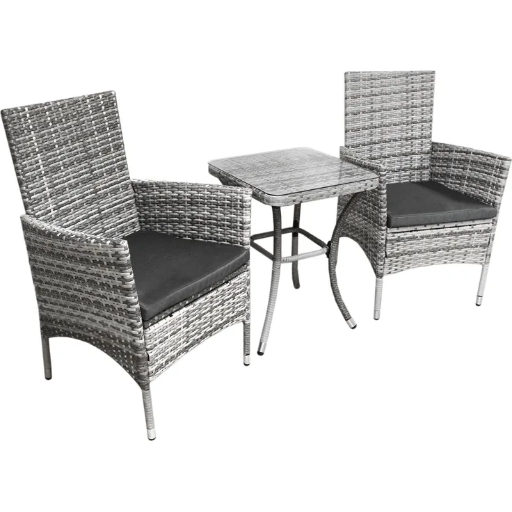 Polyrattan Bistro-Set – Hellgrau