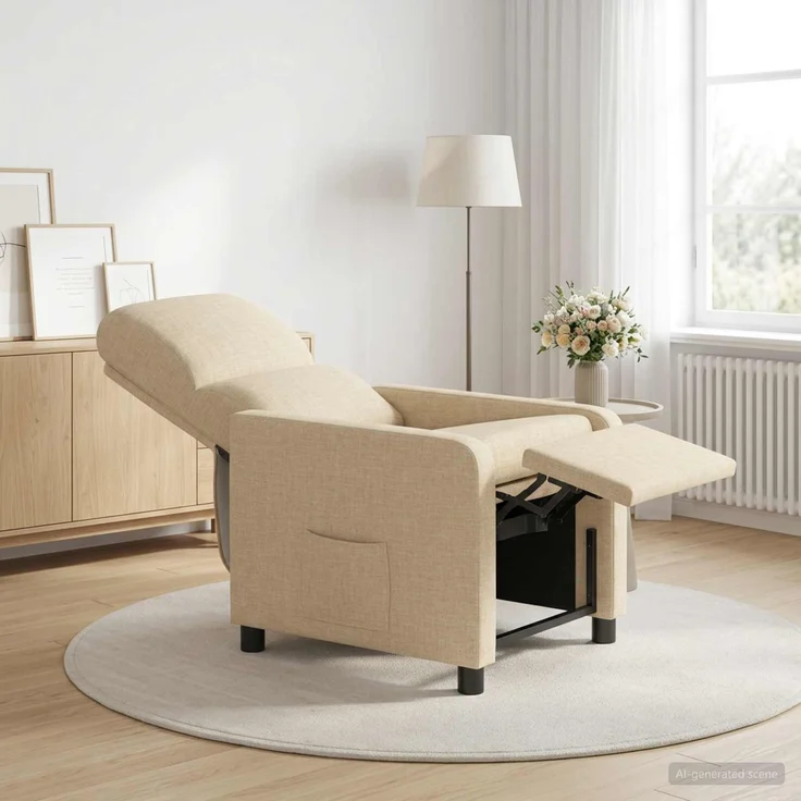 vidaXL Liegesessel Creme Polyester 42034824 – Bild 1