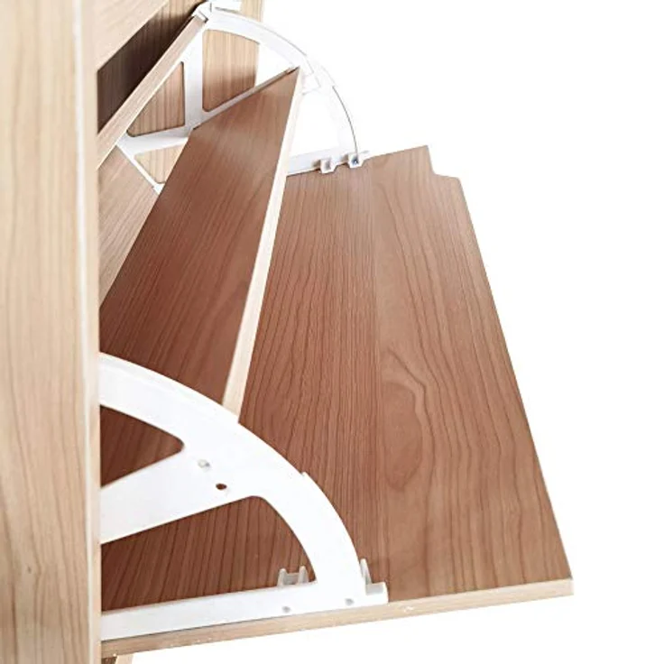 BAKAJI Schuhschrank mit 4 Klappen, Schuhregal, Schuhkipper, Schuhkommode 4 Tiefen Fächern, Verstellbar - Flur, Diele, Wohnzimmer, Schlafzimmer, 63 x 24 x 150 cm, platzsparend, Eingangshaus (Eiche) – Bild 8