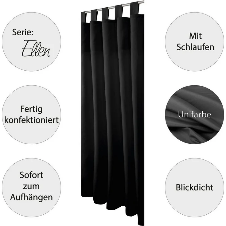 Bestlivings Gardine "Ellen" mit Schlaufen (2 St), Schlaufe, blickdicht, Polyester, einfarbig, modern, waschbar bei 30°C – Bild 2