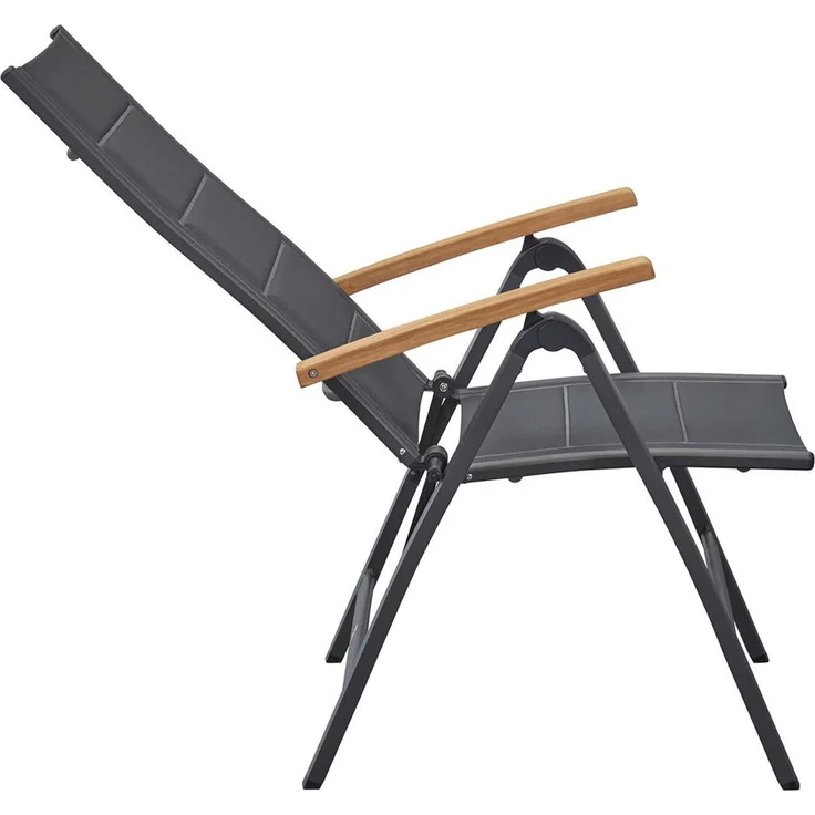 UNICAMO Klappstuhl, mit Teak Armlehnen, Sitz & Rückenlehne Textil – Bild 7