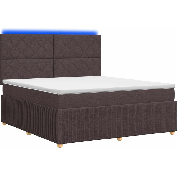 vidaXL LED Boxspringbett mit Matratze Dunkelbraun 160x200 cm Stoff 3455905 – Bild 2