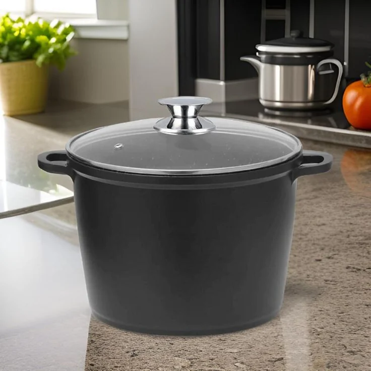Tiefer Kochtopf mit Glasdeckel & Silikongriffe, ø32 cm - 15 L - Antihaft – Bild 4