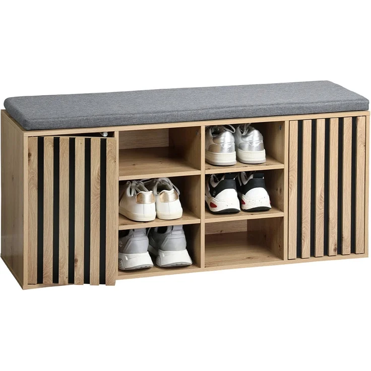 KESPER 1594713 Schuhschrank mit Sitzkissen, braun, Spanplatte FSC, 103 x 29,5 x 48 cm – Bild 2