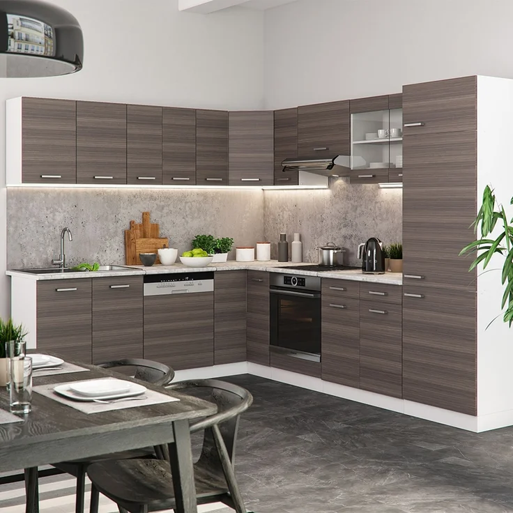 Eck-Küchenschrank für Dachschrägen R-Line Edelgrau 75.6 cm mit 1 Tür Vicco – Bild 3