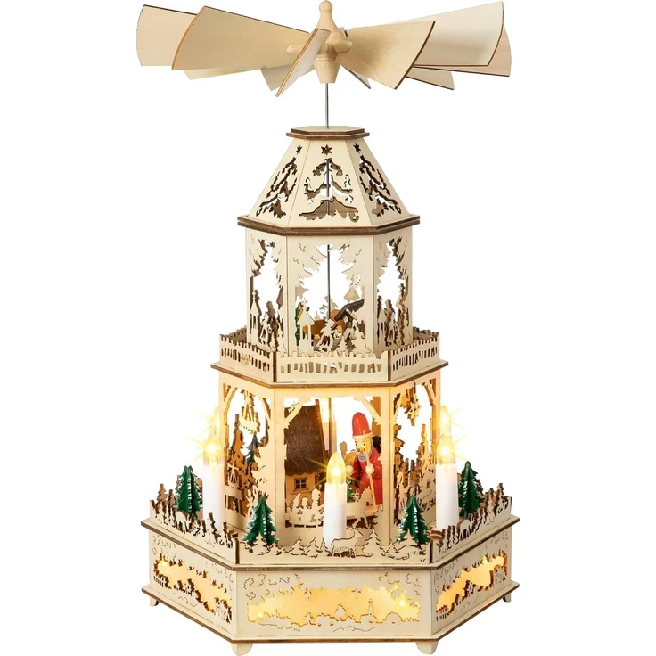 SIKORA Weihnachtspyramide P36 WINTERLANDSCHAFT XL Motor und elektrischer Beleuchtung H:44cm – Bild 2