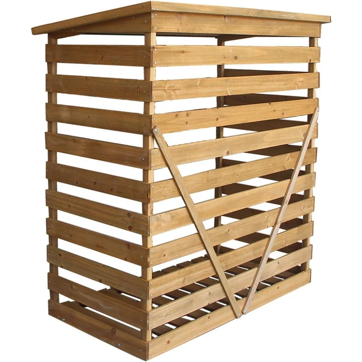MCombo Kaminholzregal Brennholzregal Kaminholzunterstand 1200, mit Rückwand, aus Holz, Braun, 64 x 116 x 123 cm – Bild 4