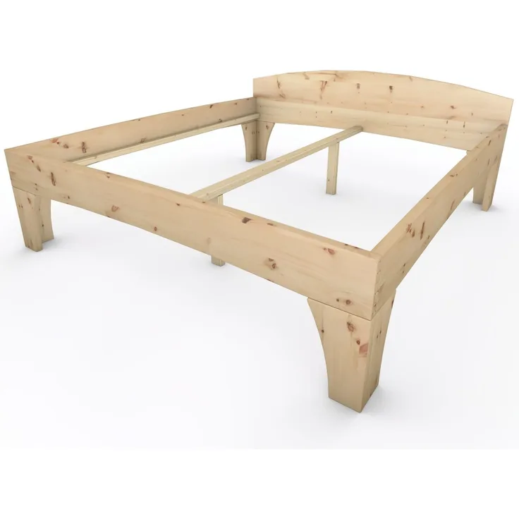 Zirbenbett Massivholzbett "Rosi" metallfrei 200 x 220 cm 58 cm mit Kopfteil