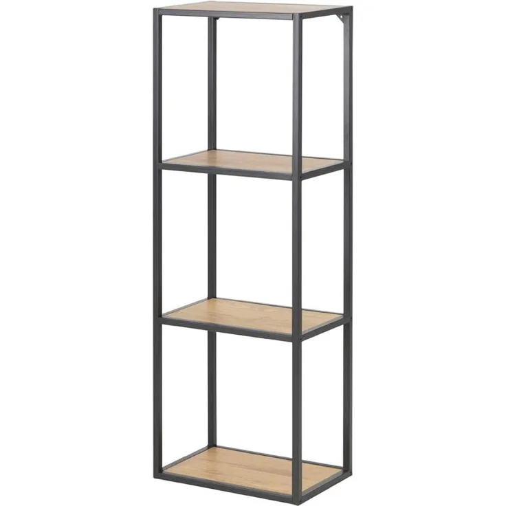 Selsey KRAPINA - Standregal / Bücherregal mit 4 Ebenen - Schwarz / Eiche - Industrial-Style - 108 cm hoch