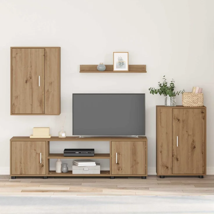 vidaXL TV-Schrankset 140 x 40 x 33 cm Artisan-Eiche 3397903 – Bild 1