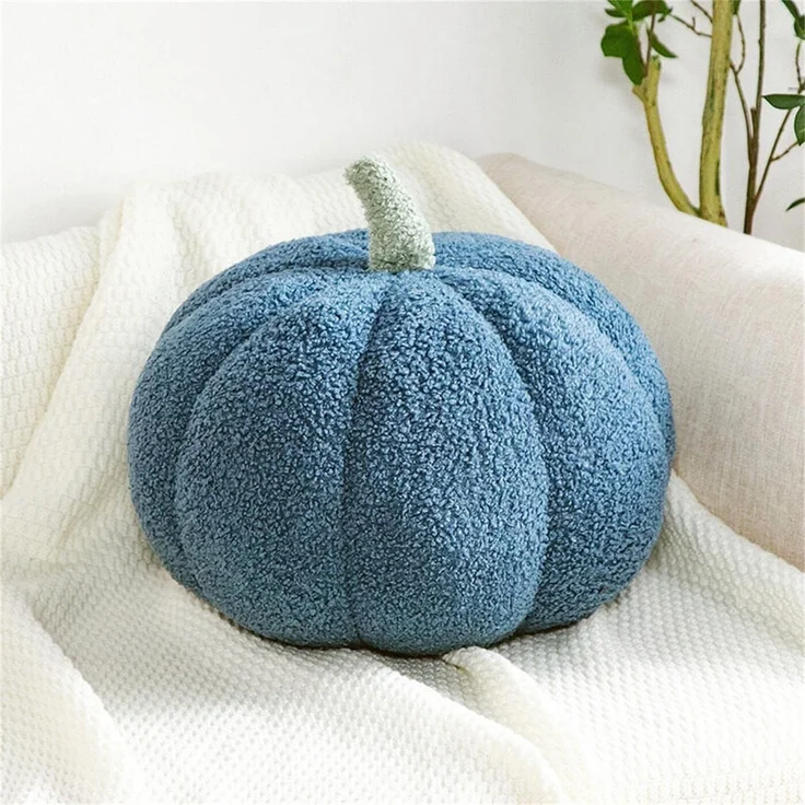 1 Stück – Kürbis-Plüschkissen, Halloween-Dekokissen, weich, rund, ca. 20 cm, Braun – Bild 5
