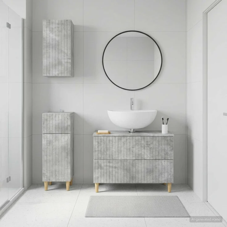 vidaXL 3-teiliges Badezimmer-Schranksystem ARNHEM Betongrau 3417768 – Bild 1