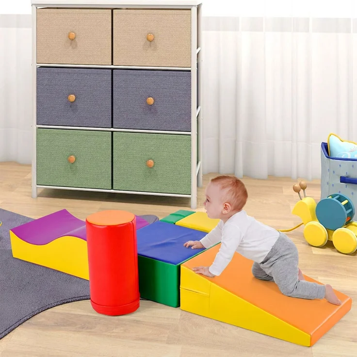 6 TLG Riesenbausteine zum Toben & Klettern Großbausteine für Kinder. Treppe und Rutsche für Kinder - Spielzeug zum Klettern, Rutschen und Krabbeln. im Vorschulalter & Babys Softbausteine, bunt. – Bild 5