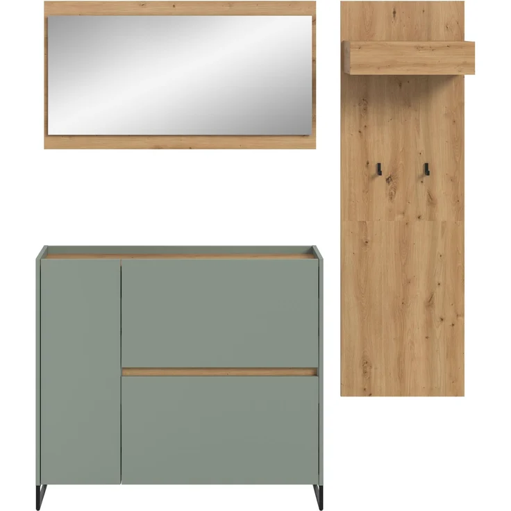 Garderobenkombination B/H/T: 192x175x32 cm in Salbei Nachbildung und Artisan Oak Nachbildung – Bild 2