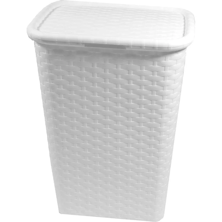 Thats Shopping Wäschetruhe Rattan Optik 65 Liter Weiss