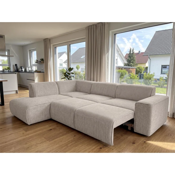 AX LIVING Wohnlandschaft mit Schlaffunktion Ruyam Sofa Creme L – Bild 2