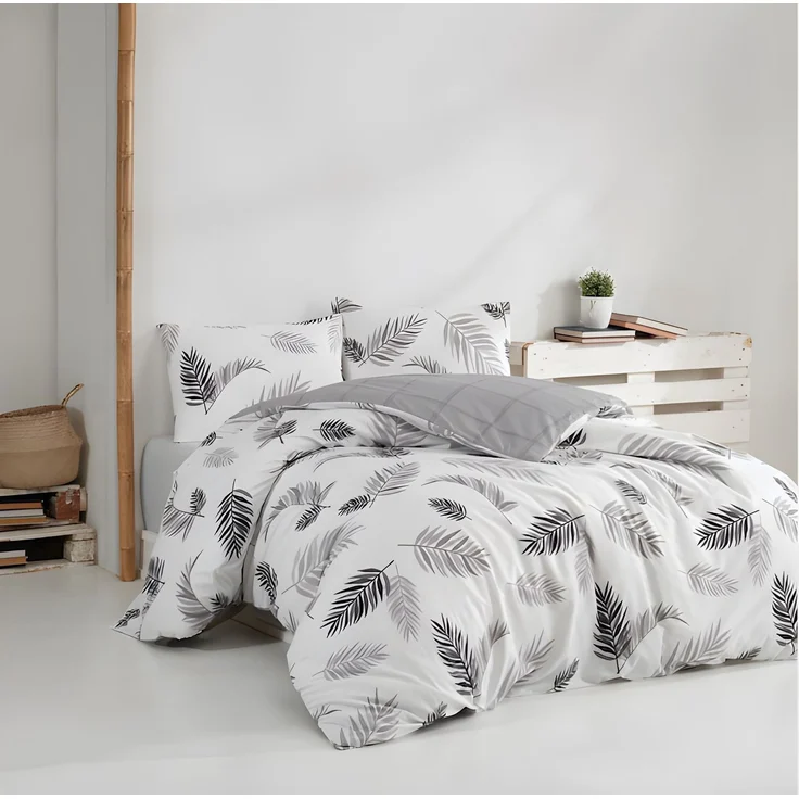 L'essentiel Maison 'Plume - Grey' Ranforce Einzelbettwäsche-Set (DE), Grau/Weiß – Bild 1