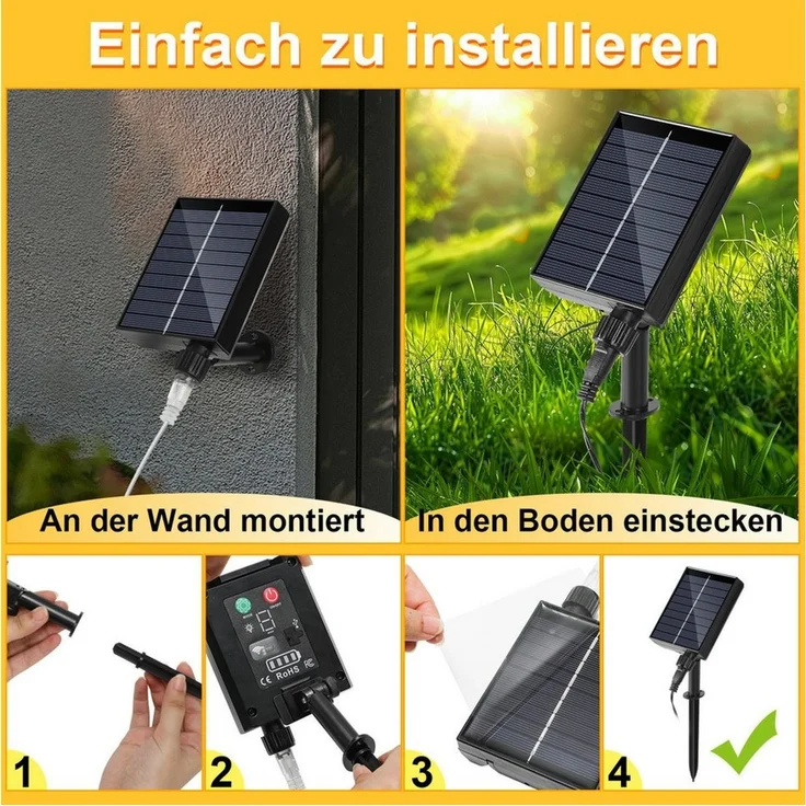 Clanmacy LED-Lichterkette 100M 1000LEDs LED-Lichterkette Solar Lichterkette Aussen Warmweiß, Weihnachten – Bild 3