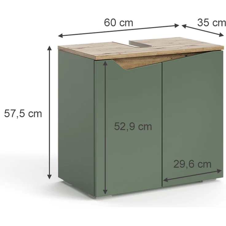Waschbeckenunterschrank Marelle Grün/Artisan 60 x 57.5 cm mit 2 Türen Vicco – Bild 2