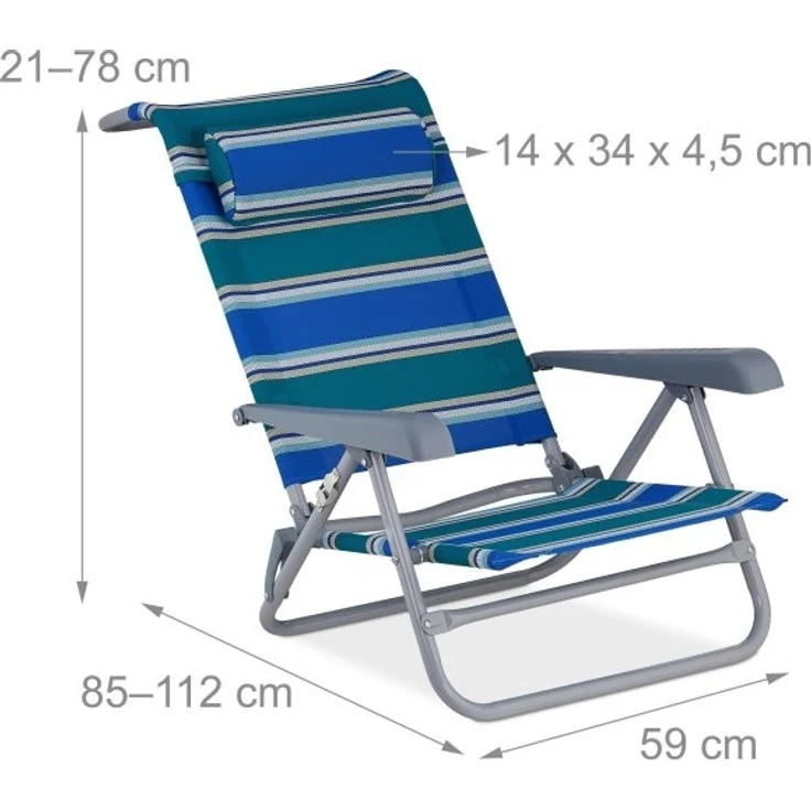 Klappbarer Liegestuhl mit Nackenkissen – Bild 4