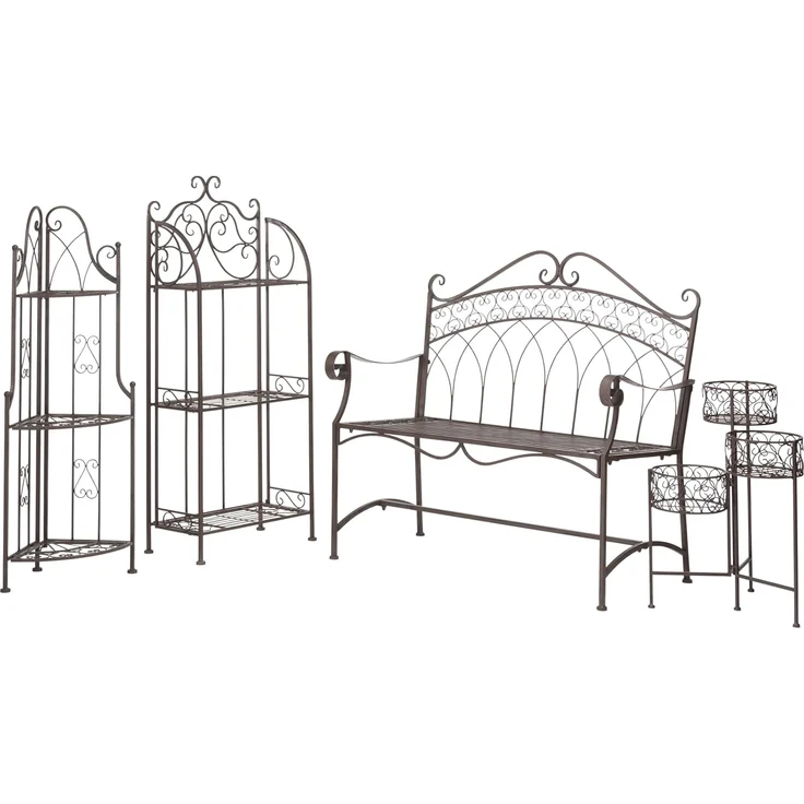 Dehner Gartenbank Antik, 2-Sitzer, 110 x 55 x 103.5 cm, Metall, Vintage Bank aus hochwertigem, robustem Eisen – Bild 4