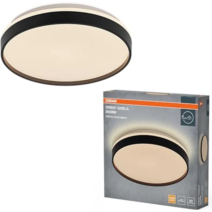 Osram Orbis Gisela LED Deckenleuchte 385mm, 24W, 3000K Warmweiß, Schwarz, Metall mit Kunststoff-Ring, IP20 – Bild 4