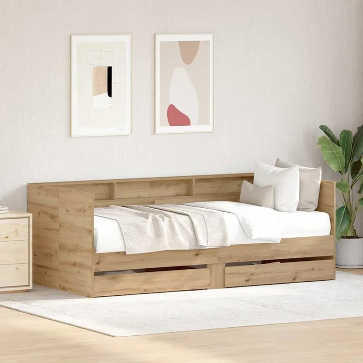 vidaXL Tagesbett mit Regal Artisan-Eiche 75 x 190 cm Holzwerkstoff 3334006 – Bild 1